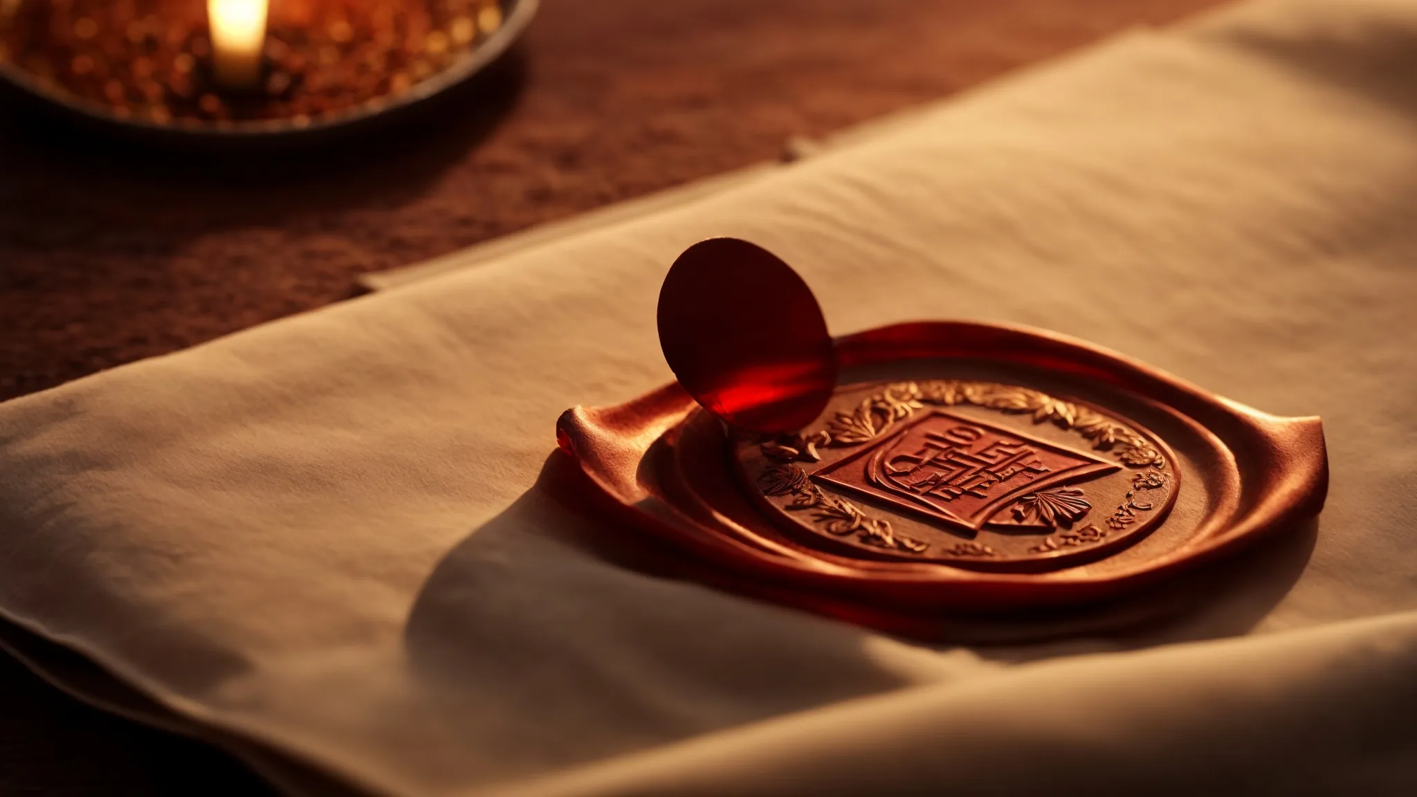 a wax seal pressed onto a parchment under warm candlelight, symbolizing authenticity and tradition amidst modernity.