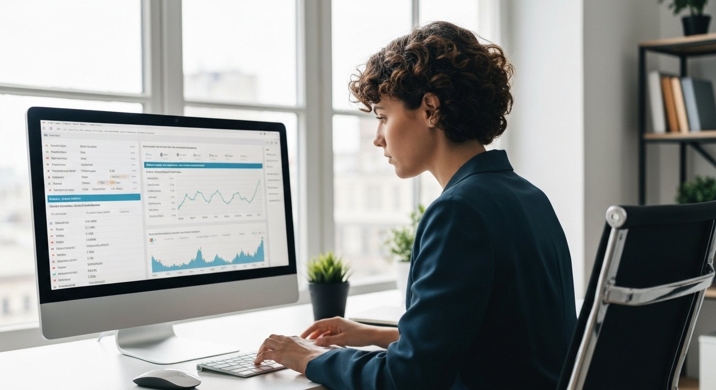 SEO expert working in office