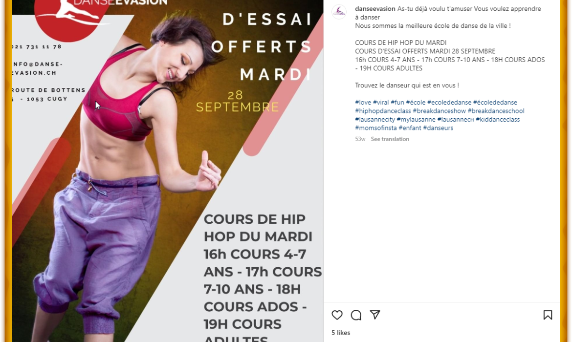 Social Media Marketing For Switzerland Dance Company