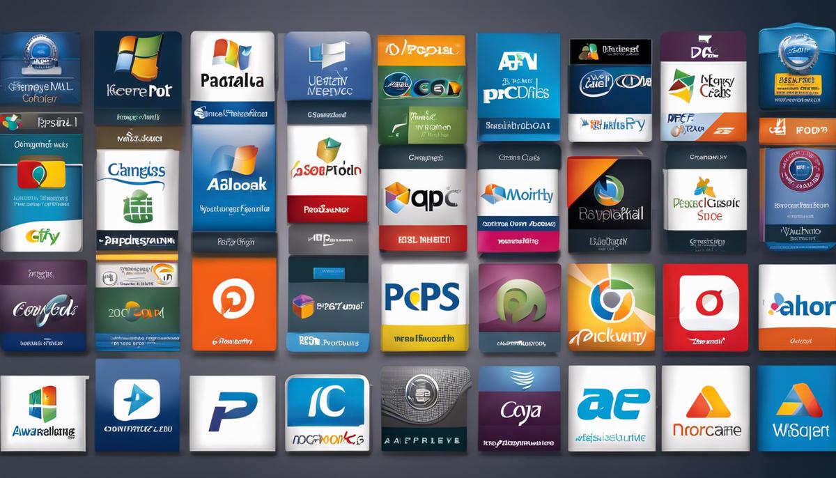 A collage of various PPC management software logos, symbolizing the wide range of options available.